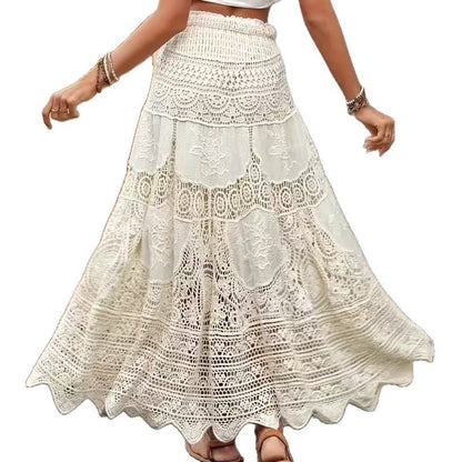 Stylish Big Hem Hollow Knit Skirt