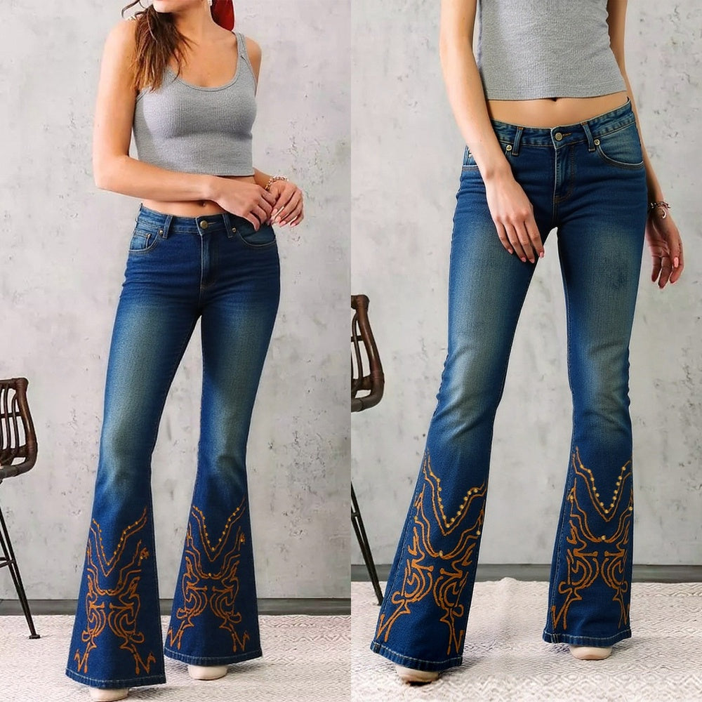 Sweetheart Cut-Out Flare Jeans
