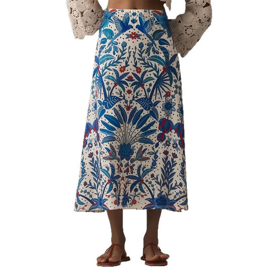 Flowy Casual All-Match Print Skirt