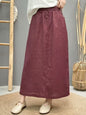 High-Waist Lace-Up Linen Pencil Skirt