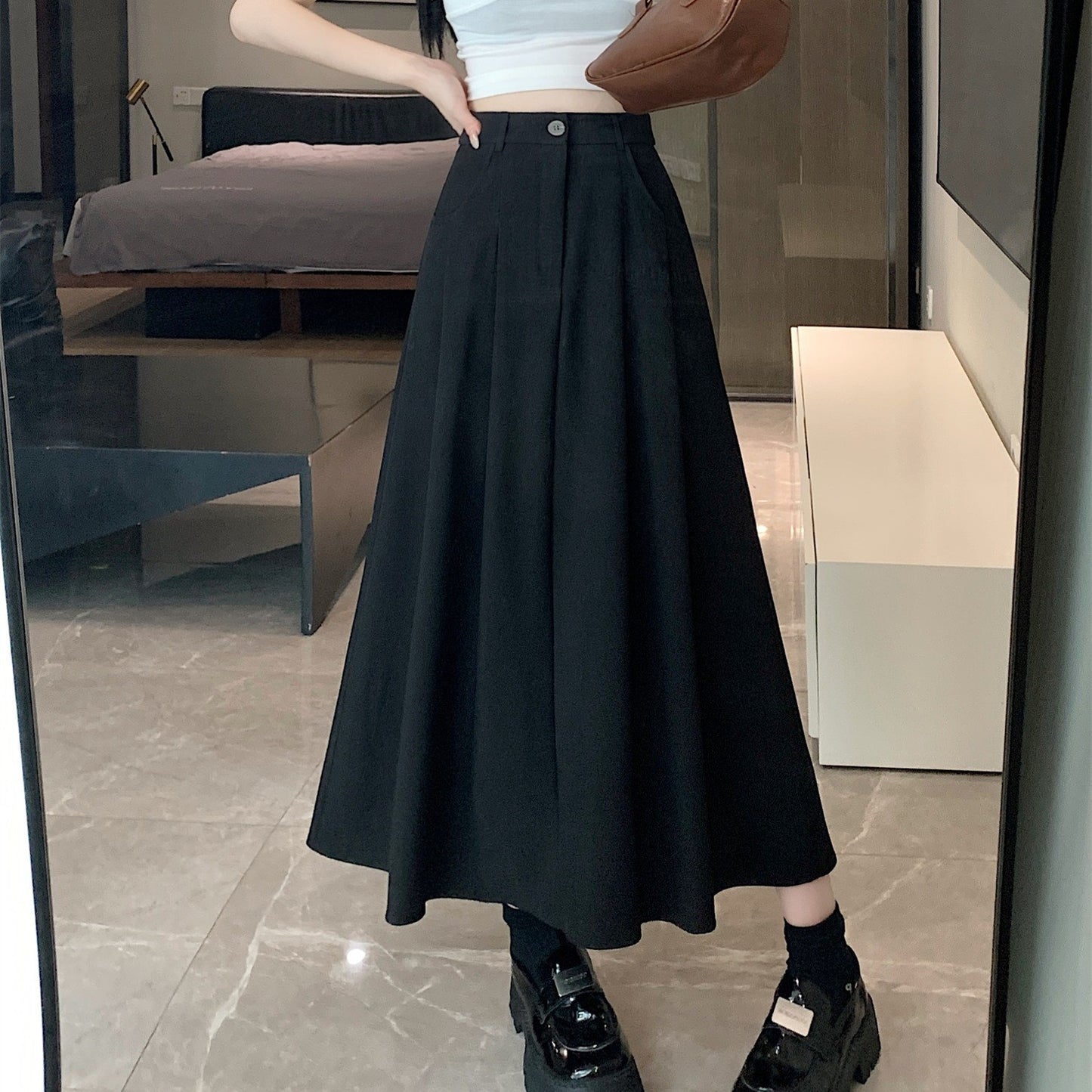 Casual Elegant Draped A-Line Skirt