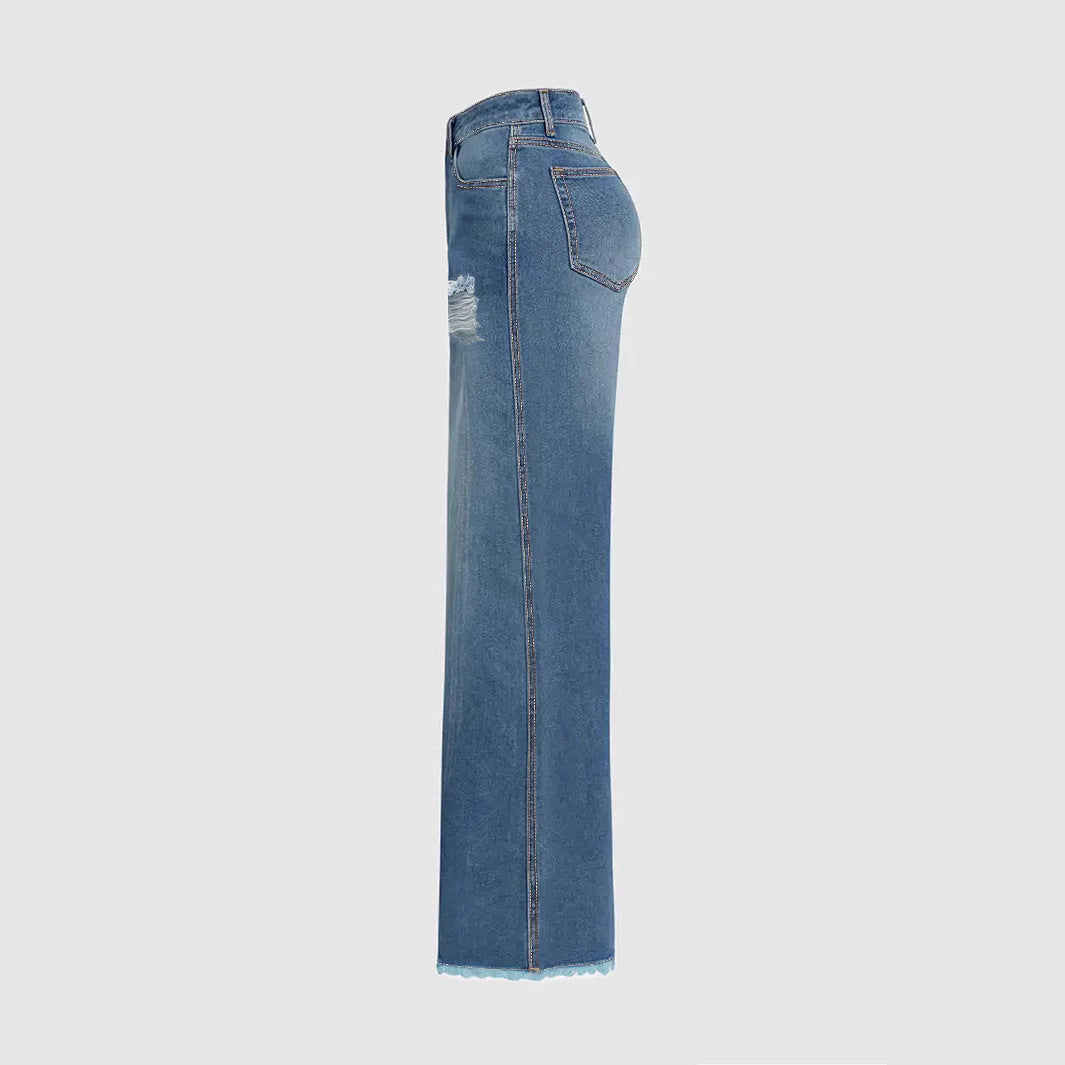 Grunge Flare Raw Hem Jeans