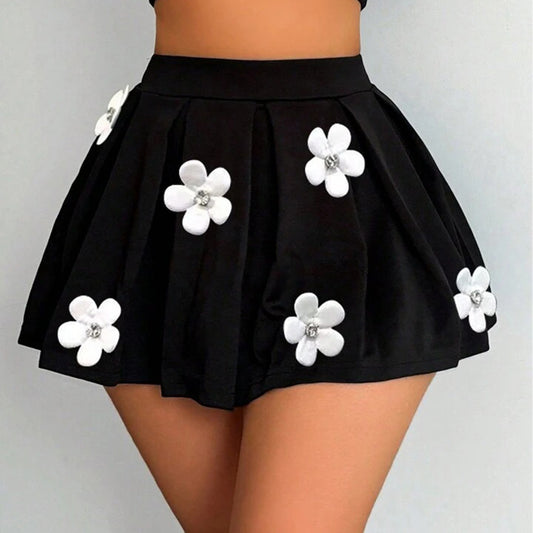 Fashion-Forward 3D Floral Fitted Skirt
