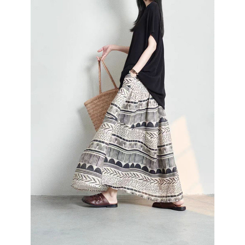 Modern Contrast Panel Skater Skirt