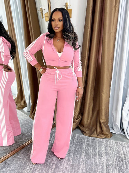 Womens Fashionable Casual Striped Outerwear Set  Sets Sculptify™