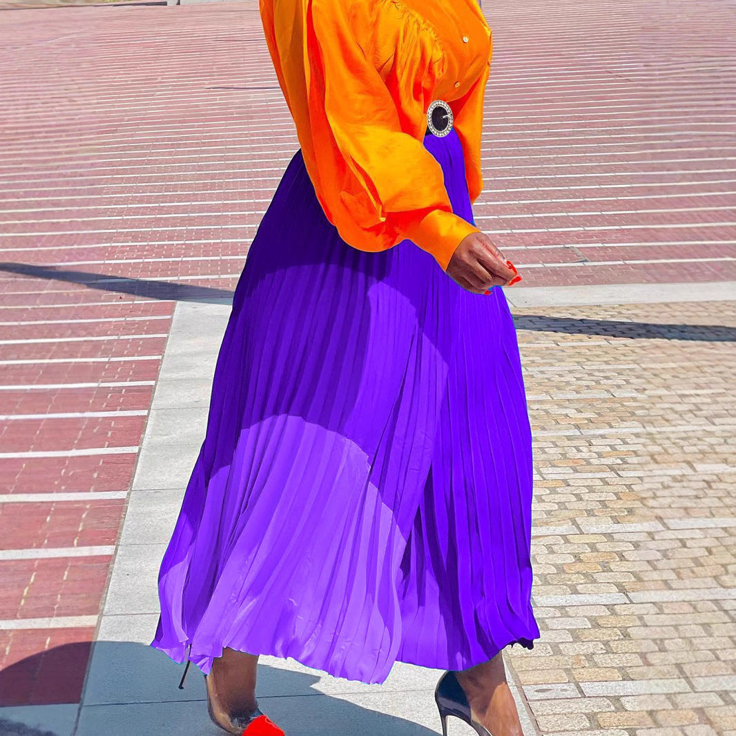 Modern Plus Size Pleated Midi Skirt