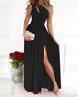 Women's One Shoulder High Split Cutout Sleeveless Elegant Sexy Cocktail Maxi Dress - Sculptify™