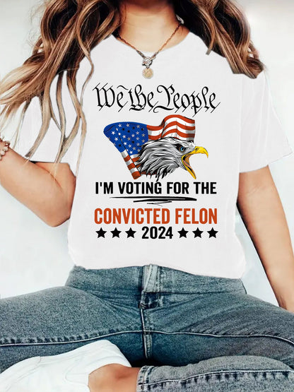 Printed Crew-neck Loose-fit Short-sleeve Plus-size T-shirt  Short sleeve t-shirts Sculptify™