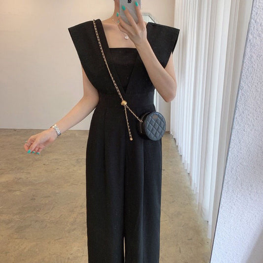 Women's Chiffon Retro Sleeveless Jumpsuit Wide Leg Pants - Sculptify™