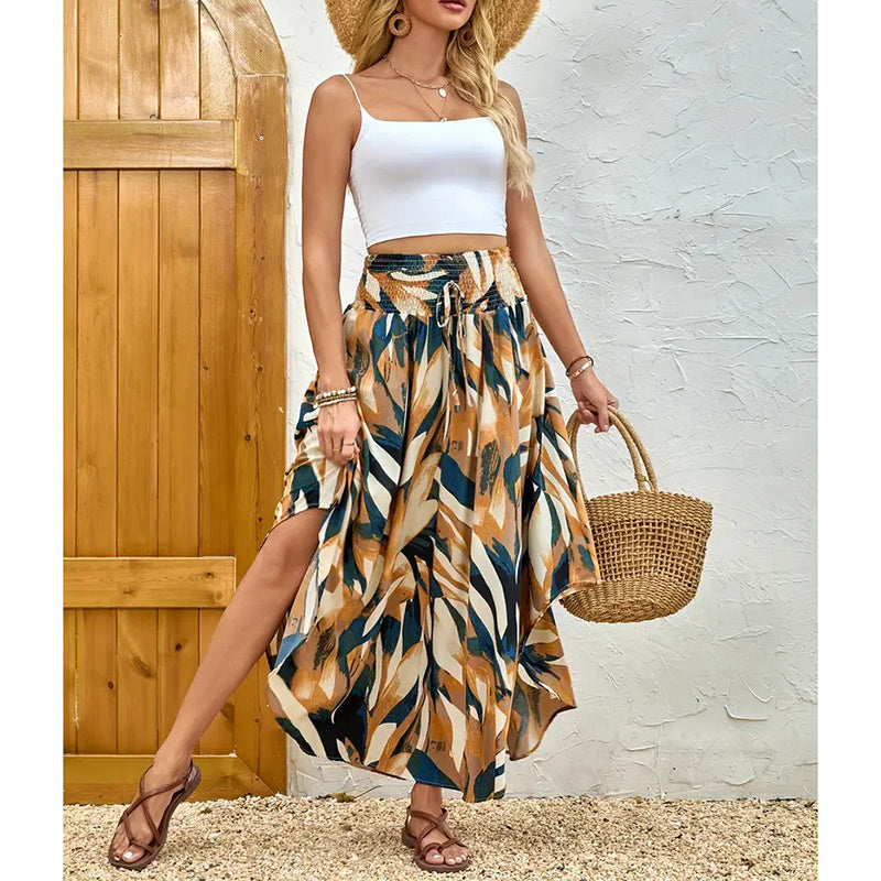 Casual Summer Floral Tie-Front Skirt