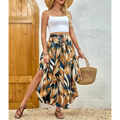 Casual Summer Floral Tie-Front Skirt