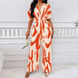 V-neck Loose Printed Long Jumpsuit - Sculptify™