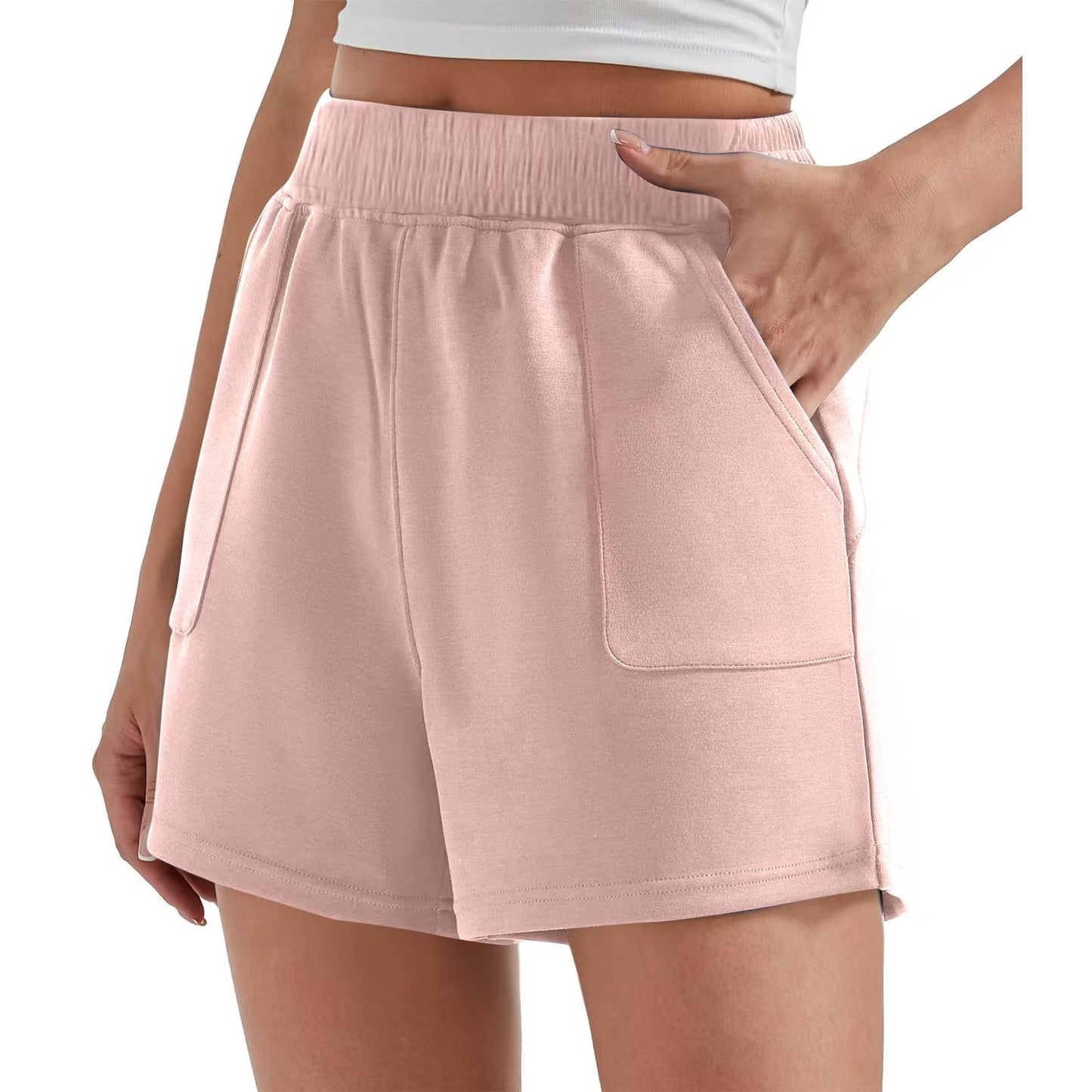 Casual Loose Fit Cream Sports Shorts