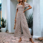 Square Collar Puff Sleeve Vacation Style Floral Jumpsuit - Sculptify™