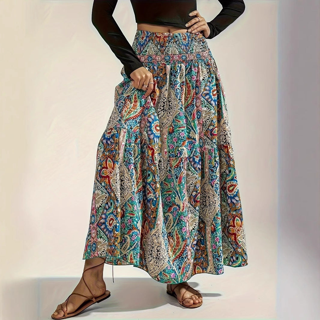 Flowy Summer Paisley Printed Skirt