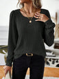 Casua Relaxed-fit Solid-color V-neck Sweater - Sculptify™