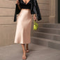 Classic Satin A-Line Midi Skirt
