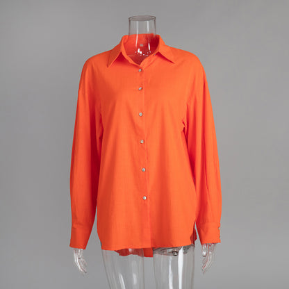 Casual Solid-color Minimalist Loose-fit Shirt - Sculptify™