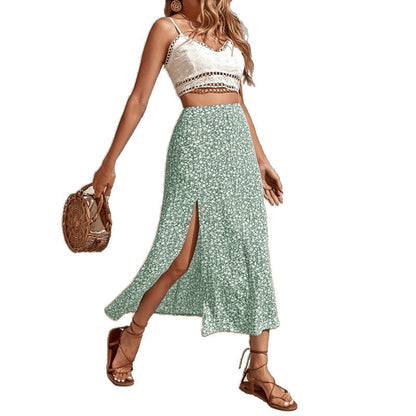 Women’s Chinese-Style Floral Split Skirt