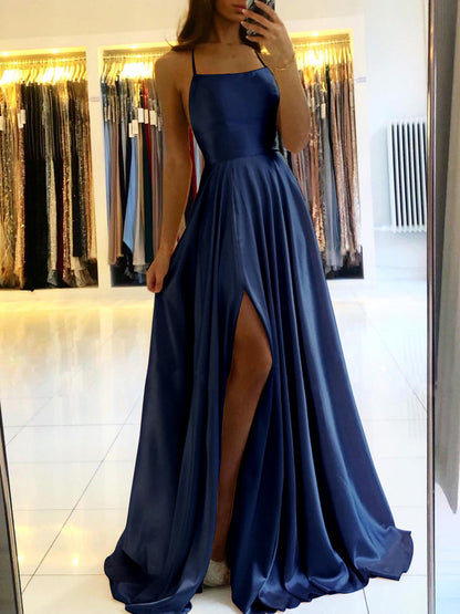 Amazon Long European And American Style Dress Slim Strap Back-to-back Dress High Slit Dance Host Dress - Sculptify™
