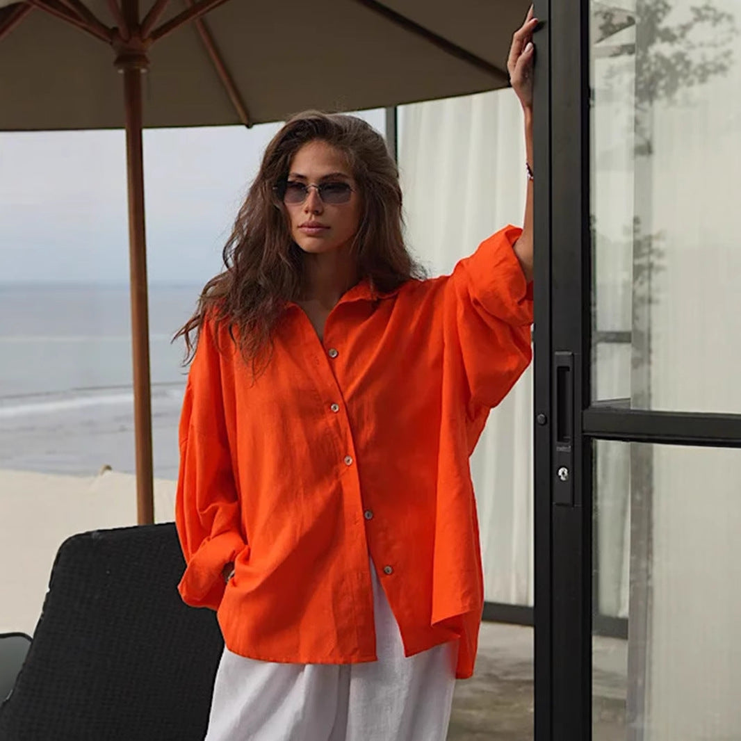 Casual Solid-color Minimalist Loose-fit Shirt - Sculptify™