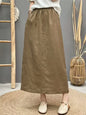 High-Waist Lace-Up Linen Pencil Skirt