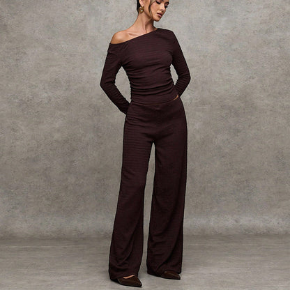 Long Sleeve T Shirt And Straight Leg Pants Set - Sculptify™