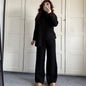 Warm Casual Neck Warmer Top And Pants Sweater Set  Sets Sculptify™