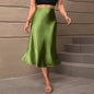 Classic Satin A-Line Midi Skirt
