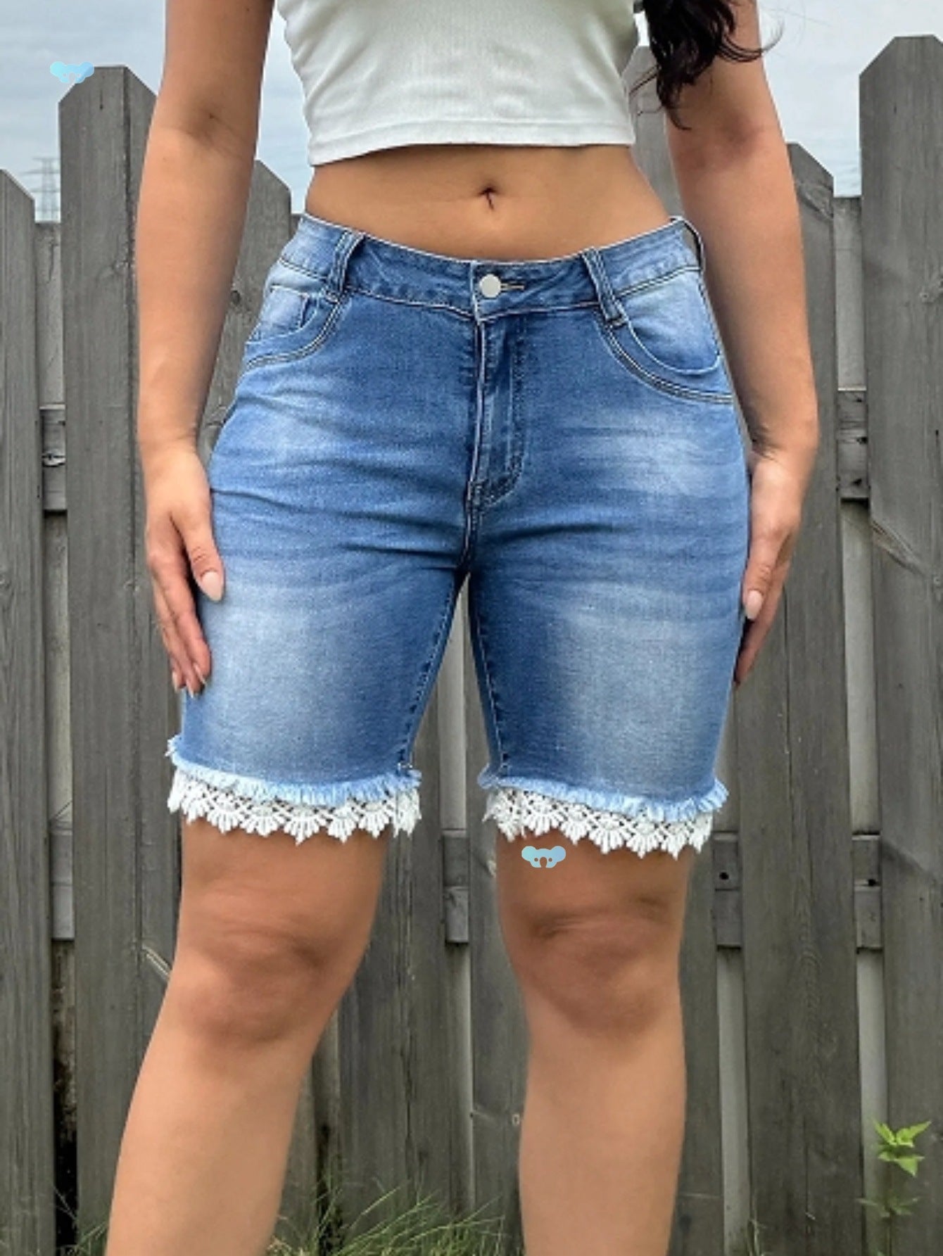 Stylish Light Blue Plus Size Denim Shorts