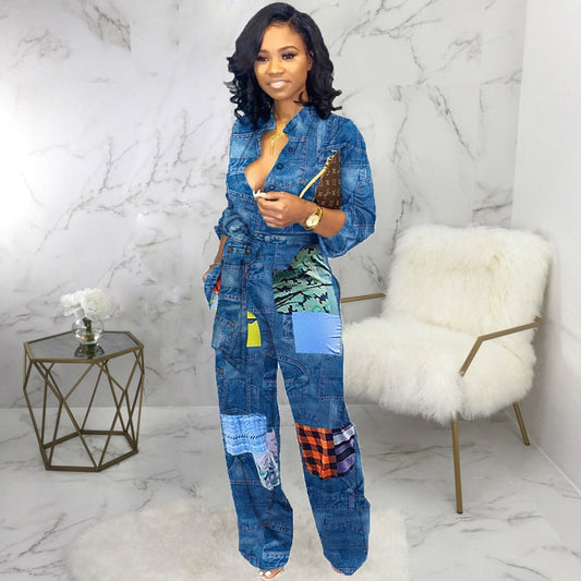 European And American Fashion Denim Jumpsuit - Sculptify™