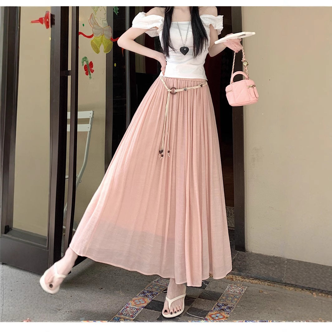 Timeless Vintage Pleated Belt Skirt