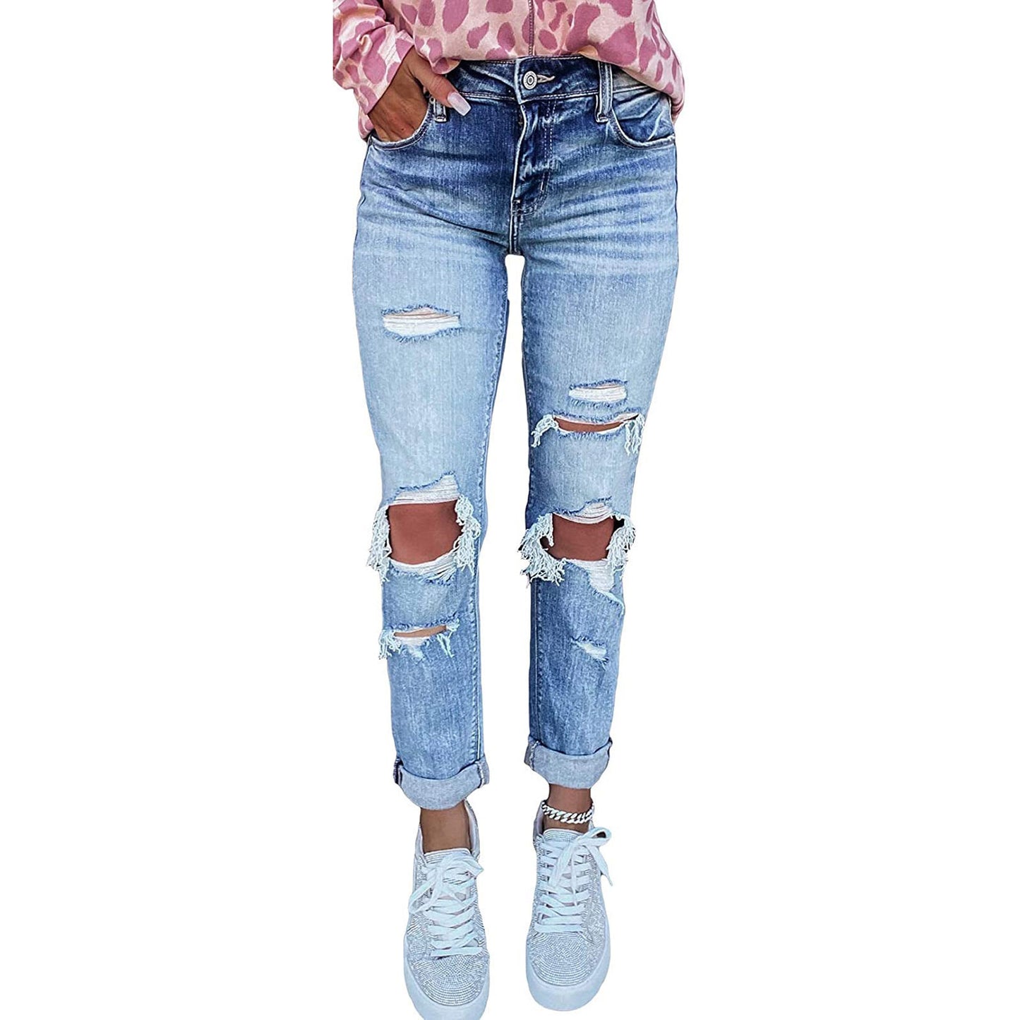 Distress Skinny Ripped Jeans