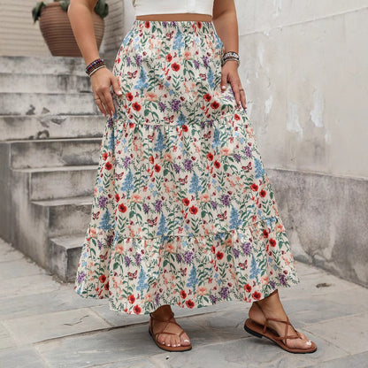 Vintage-Inspired Floral A-Line Skirt