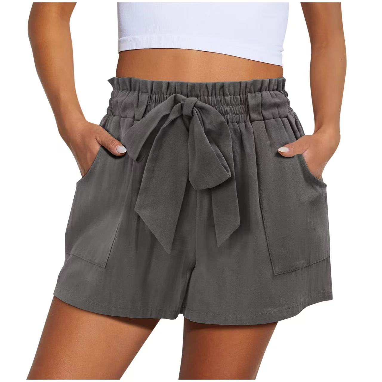 Trendy Knotted Waist Solid Shorts