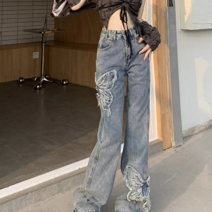 Mop Hem Butterfly Flare Jeans