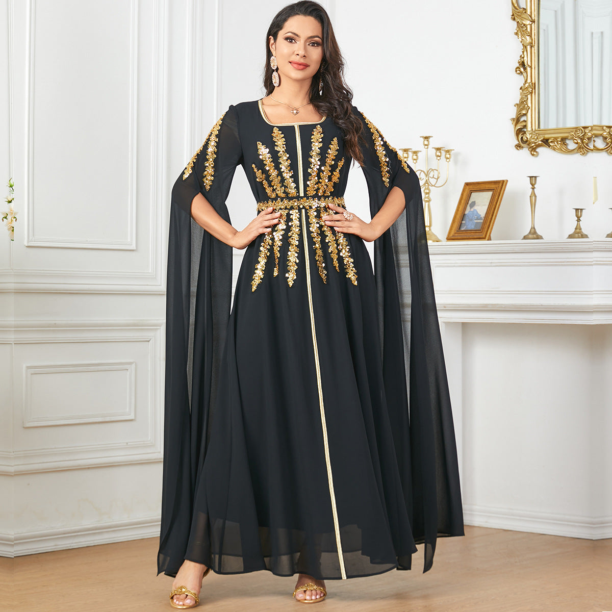 Arab Women's Robe Super Long Sleeve Muslim Dress - Sculptify™