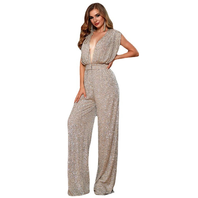 Summer Sexy Waist Sequined Jumpsuit - Sculptify™