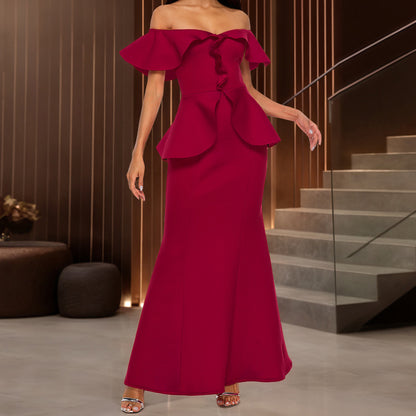 Strapless Ruffled Off-the-shoulder Dress Fishtail Dress - Sculptify™