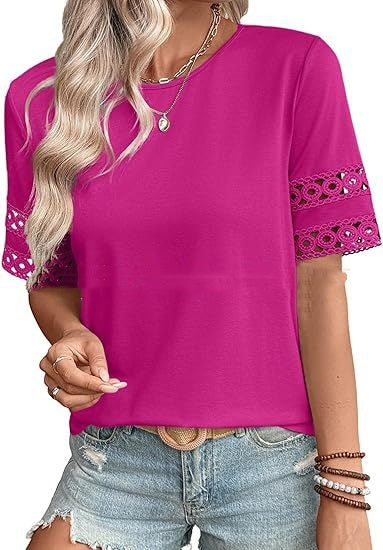 Womens Round-Neck Hollow Short-Sleeve Shirt T-Shirt  Short sleeve t-shirts Sculptify™