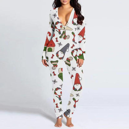 Printed Button Tight Jumpsuit For Women - Sculptify™