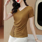 Knitted Ice Silk Short Sleeve T-shirt Women's Summer  Short sleeve t-shirts Sculptify™