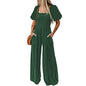 Women's Square Collar Short Sleeve Jumpsuit - Sculptify™