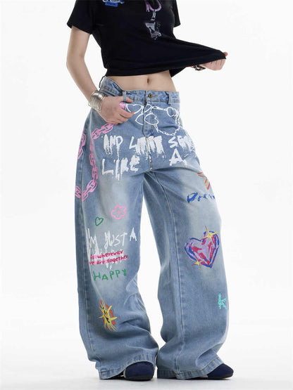 Edgy Waist Chain Printed Jeans
