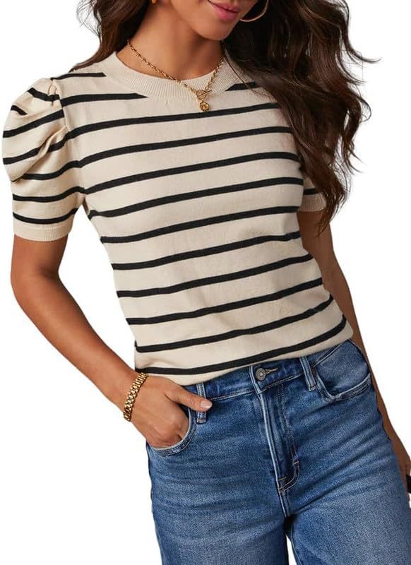 Womens Summer Casual Short-Sleeve Knitted Top  Short sleeve t-shirts Sculptify™