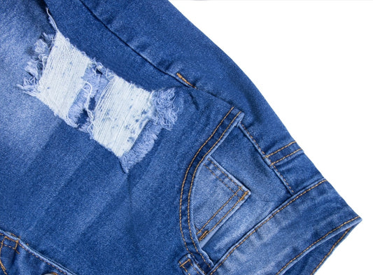 Casual Ripped Mid-High Rise Jean Shorts
