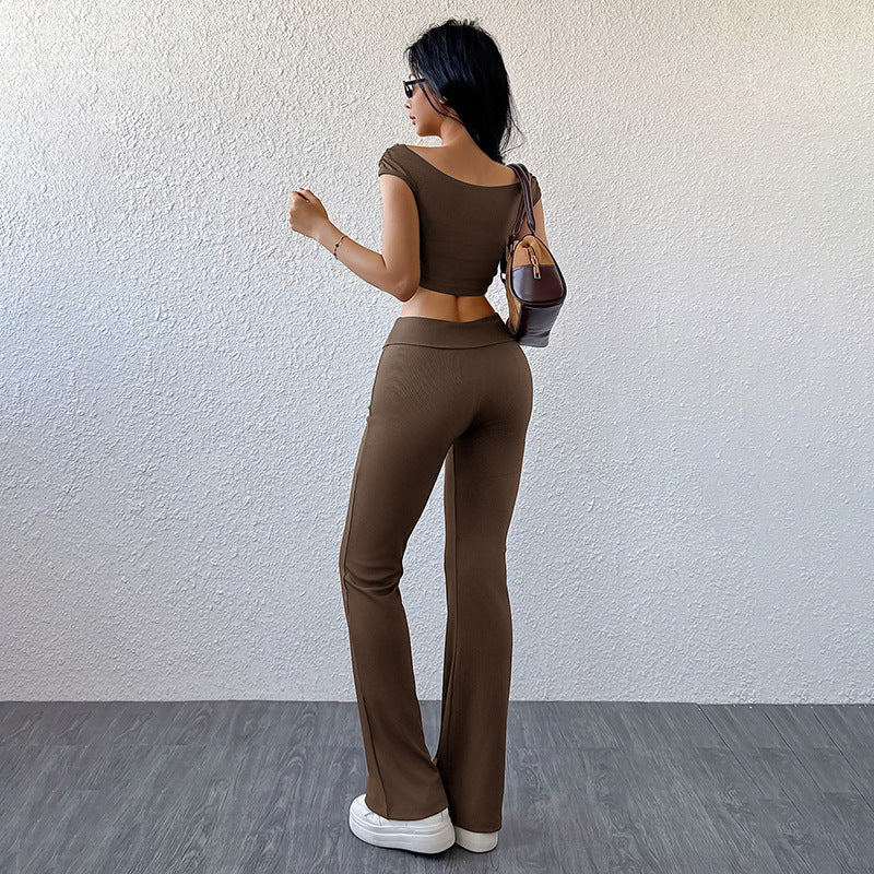 Casual Sporty Chic Solid-Color Slim-Fit Set - Sculptify™