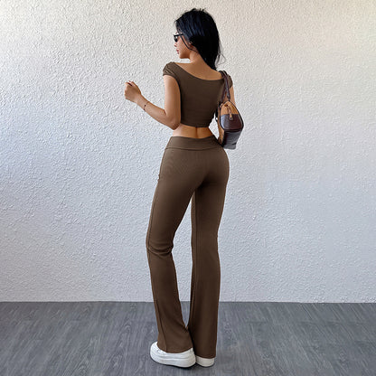 Casual Sporty Chic Solid-Color Slim-Fit Set - Sculptify™