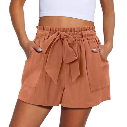 Trendy Knotted Waist Solid Shorts