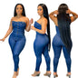 Tube Top Off-shoulder Slim Fit Denim Jumpsuit - Sculptify™